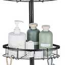 WPT Black Shower Caddy Corner Organizer for Bathroom, Stainless Steel Tension Pole Corner Shelf Shower Caddy Stand for Bathtub Shampoo Storage, 4 Tier Adjustable Shelves, 28.7 to 104.7 Inches