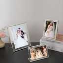 Silver Floating Frame810'' set of 2 For Picture 7x9, 6x8, 5x7, Classy Gift metal floating frame 5x7'' Tabletop Shelf Photo frames for Christmas, Home Wedding Party and Office Dcor