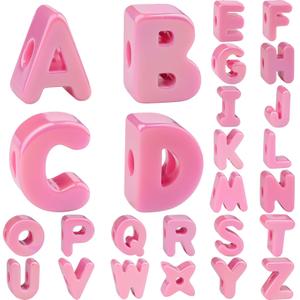 Ornaland 90-100Pcs Large Letter Beads Acrylic Alphabet Letter Beads Random Mixed Alphabet Shape Bead for Bracelets Keychains Jewelry Lanyards Making(Hot Pink)