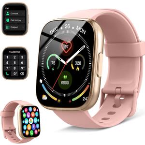 Smart Watch for Women, 1.95" HD Touchscreen Fitness Tracker with Bluetooth Calling, Fitness Watch with 110+ Sports Modes/Heart Rate/Sleep Monitor, IP68 Waterproof Smartwatch for Android iOS, Pink
