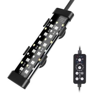 hygger Submersible LED Aquarium Light, 8W 7 in 24/7 Mode Fish Tank Light with 5 Rows Beads, with Timer 9 Colors and Adjustable Brightness, Full Spectrum IP68 Waterproof Light for Fish Tank 8-17 inch