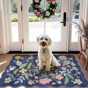 Washable 2x3 Area Rug for Entryway: Easy-Clean Carpet with Non-Slip Backing for Bedroom Kitchen Stain-Resistant Durable Low Pile Floor Mat Perfect for High-Traffic Areas with Pets (2x3/Purple)