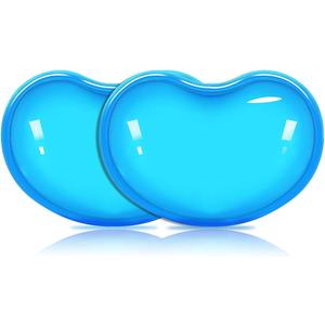 JIKIOU Silicone Gel Wrist Rest Cushion Heart-Shaped Translucence Ergonomic Mouse Pad Cool Hand Pillow Effectively Reduce Wrist Fatigue Pain, Blue 2 Pack (4.3*2.7inch)