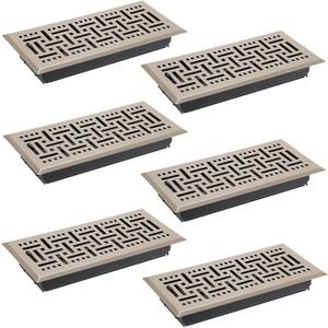 Sumnacon Floor Vent Covers Metal Floor Register 4 x 10 Inch Set of 6 Heavy Duty Floor Vents with Adjustable Air Supply Lever, Decorative Vent Covers for Home Floor, Brown