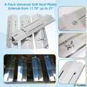 4-Pack Universal Grill Heat Plates Extends from 11.75" up to 21" Adjustable Stainless Steel Heat Shield, Flavorizer Bar, Grill Heat Tent, Burner Cover, Flame Tamer for Gas Grill Parts