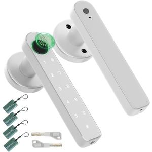 Fingerprint Door Lock, Biometric Lock with Keypad, Silver, Suitable for Home, Apartment, Office, Bedroom
