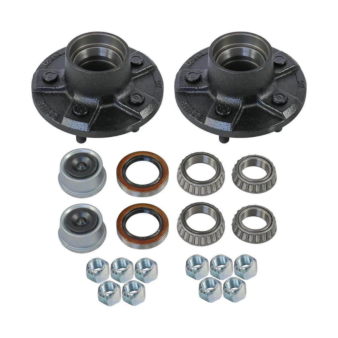 JDMSPEED Trailer Idler Hub Kits 5 on 4.5" for 3500 lbs Axle 1/2"-20 Thread 22017K Set of 2