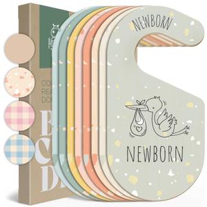 Colorful Baby Size Closet Dividers - Wooden Baby Clothes Organizer for Nursery Decor, Storage & Organization - 8 Pcs of Baby Closet Dividers Ideal as Neutral Nursery Storage Organizers (Terrazzo)