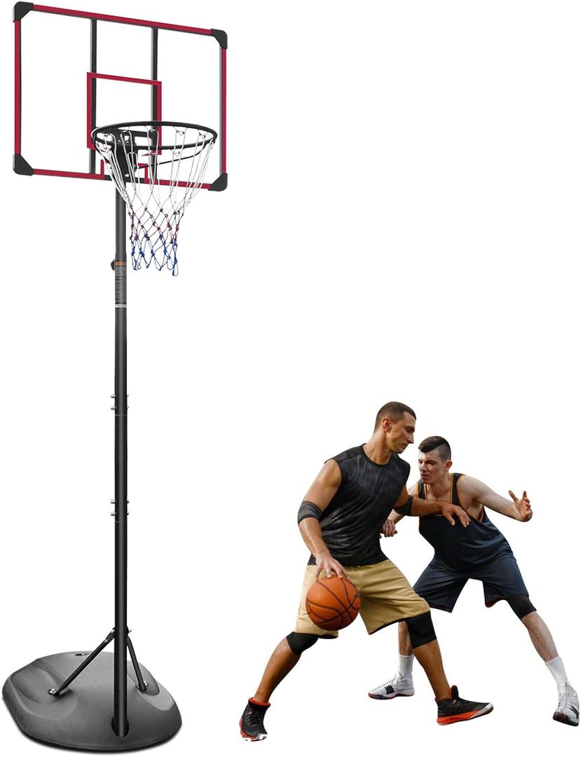 7.5-9.2ft Portable Basketball Hoop & Goals, Adjustable Height Basketball Goal System, Basketball Hoop Stand with 32Inch Shatterproof Backboard & 17" Rim for Youth/Adults, Indoor/Outdoor