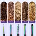 5 in 1 Curling Wand Set: Ohuhu Curling Iron Wand 5Pcs 0.35 to 1.25 Inch Interchangeable Ceramic Barrel Heat Protective Glove 2 Clips Dual Voltage Hair Curler Women Rainbow