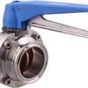 DERNORD Butterfly Valve with Blue Trigger Handle Stainless Steel 304 Tri Clamp Clover (2inch Tri Clamp Butterfly Valve)