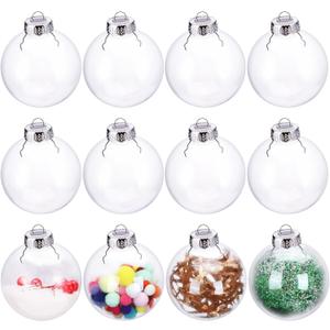 12 Pack Clear Plastic Fillable Ornament Ball 3.15''/80mm for Christmas,Holiday, Wedding,Home Decor