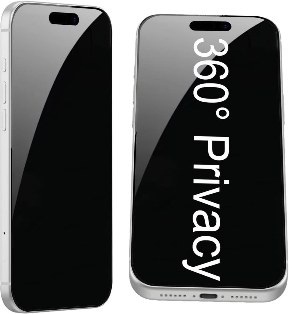 2 x 2 Pack for iPhone 17 Pro Max 360 Degree Privacy Screen Protector Anti spy Tempered Glass Film 6.9 inch