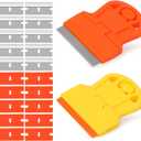 7 x 2 Pack Razor Blade Scraper Plastic Razor Blade Scraper Scraper Tool with Extra 10 Plastic Razor Blades and 10 Metal Blades for Adhesive Remover Removing Labels Stickers Taping on Glass Windows