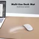 YSAGi Double-Sided Desk Pad, Leather Desk Mat, Eco Cork Desk Pad Protector, Large Mouse Pad for Desk, Waterproof Desk Blotter Pad, Writing Pad for Office/Home(23.6"x13.7", Apricot)