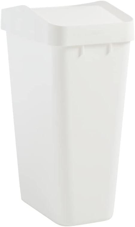 Rubbermaid Swing Top Waste Container for Home and Kitchen, Easy Access Disposal and Slim Modern Can with Lid, 12.2 Gallon Capacity, White