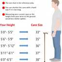 Wooden Walking Cane with 5 Height for Men and Women, Handmade Wood Cane with Comfort Grip Handle, Supportive Mobility Aid for Seniors, Fashionable & Classic Lightweight Stick