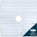 SlipX Solutions Square Natural Rubber Shower Stall Mat, 21 x 21, Non Slip Safety, Built-in Product Protection, 140 Power Grip Suction Cups, Center Drain Hole, White