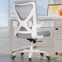 Office Chair Ergonomic Desk Chair Comfy: 330LBS Mesh Computer Chair Ergonomic Gaming Chairs with Wheels Adjustable Lumbar Support and Flip up Armrest-Swivel Executive Chairs Long Hours(White Gray), Pack of 1