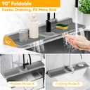 24'' Longer Faucet Mat for Kitchen Sink Splash Guard[7 Slope Fast Self-draining][Snap Lock Fit]Kitchen Sink Faucet Mat Splash Guard Kitchen Sink Area Water Splash Guard Behind Faucet Draining Mat