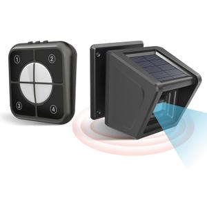 Solar Wireless Driveway Alarm - 1/2 Mile Long Range IP65 Weatherproof, Microwave & Infrared Dual Detection to Reduce False Alarms, DIY Home Security Alert System for Indoor/Outdoor Property (1R1S)