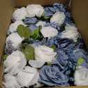 NUPTIO Flower Ball Centerpieces for Tables: 10 Pcs Dusty Blue & White Artificial Rose Fake Floral Arrangement for Wedding Party Centerpiece Decorations 9.4 Inch Diameter