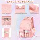 Kawaii Pink Kids Backpack for Girls, Fashion Multiple Pockets Bookbag for Primary Elementary High School for Teen Girls