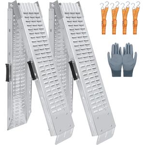 72.5" Heavy Duty Folding Loading Ramps, 1500lb Capacity, Ideal for Motorcycles, Lawn Mowers, ATVs, UTVs, and More Pack of 2 with Safety Straps and Gloves