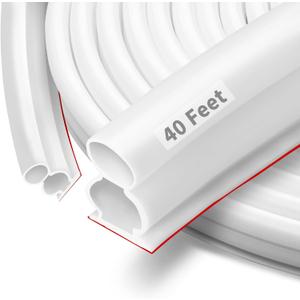 40 Feet Rubber Door Weather Stripping Door Seal Large Gap, Self-Adhesive Extra Thick D-Shape Door Seal Strip for Door Frame Door Insulation Strip, Easy Cut to Size(White)