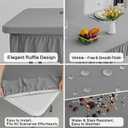 4ft Light Grey Stretch Tablecloth for Rectangular Tables - Flared Wrap Design, Waterproof, Wrinkle-Resistant, Washable - Ideal for Weddings, Parties, Banquets & Table Protection
