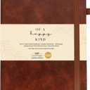 Classic Lined Journal Notebook 8.5x11" A4 Hardcover Leather - Brown - 200 Pages College Ruled Large with Sticky Tabs, Pockets, and Pen Loop for Writing and Journaling - Big Hardback Men and Women