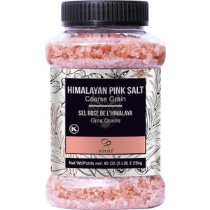 Soeos Himalayan Pink Salt, Coarse Grain, 80oz (5 Pound), Pink Salt, Kosher Salt, Pink Himalayan Sea Salt Coarse for Grinder Refill (80 Ounce (Pack of 1))