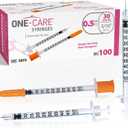 ONE-CARE Syringes 0.5ml/cc, 30G x 5/16"(8mm), Orange Cap, 100/bx