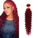 Burgundy Bundles Human Hair Burgundy Deep Wave Bundles 18 inch Red Human Hair Bundle 99J Deep Wave Bundle 50g