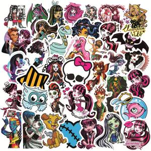 50Pcs Monster High Merch Stickers Pack for Water Bottle Cup Laptop Guitar Car Motorcycle Bike Skateboard Luggage Box Vinyl Waterproof Graffiti Patches LQ