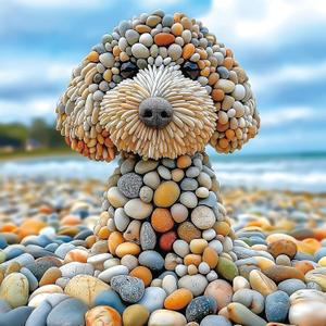 500 Piece Jigsaw Puzzles for Adults - Beach Stone Dog Animal Art Puzzle for Adults Challenging Fun Family Includes Poster & Dust-Free Pieces for Puzzle Lovers Premium 23"x15" ((20"x20"))