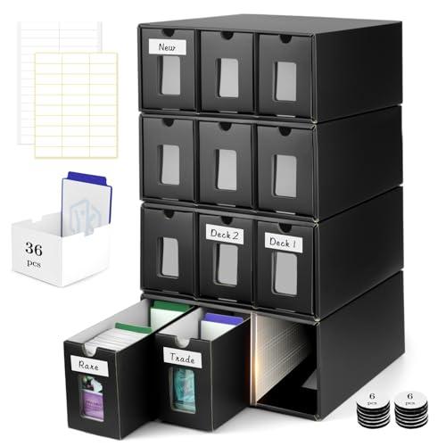 Yotakala Trading Card Storage Box Card Organizer MTG Card Storage Sports Card Storage - Cardboard Drawer Box with PVC Window, Dividers Boxes for TCG, MTG and Sport Cards (3 Rows × 4 Tiers)