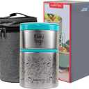 2-Tier Stainless Steel Lunch Box  32oz Insulated Stackable Food Container with Lunch Bag  Portable Thermal Bento Box for Adults, Men & Women  Blue