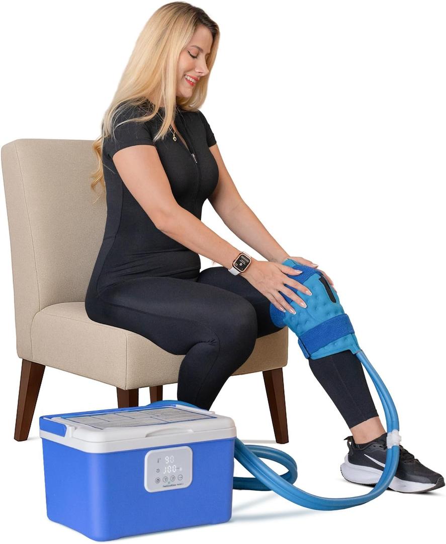 Ice Machine for Knee After Surgery Game Ready Ice Therapy System with 12QT Cooler, 4 Flow Speeds, Quiet Operation & Adjustable Timing Cold Therapy Machine for Knee Replacement & Pain Relief