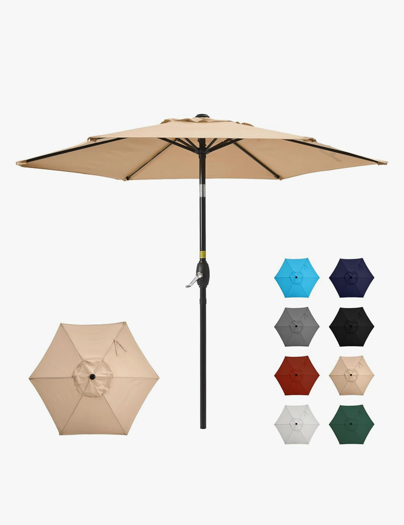 SUNVIVI OUTDOOR Outdoor Patio Umbrella, Patio Umbrella, Market Umbrella, Large Outdoor Umbrella, Metal Pole Umbrella with Push Button Tilt and Crank, Polyester Canopy