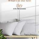 Set of 4 Pillow Cases Queen Standard,800 TC 100% Egyptian Cotton,Great for Hair & Skin Care,Silky Soft Sateen Weave Pillow Covers for Bed Pillow,Improves Sleep Quality, 4" Hem Pillowcases,Light Gray