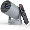 Mini Projector with WiFi 6 and Bluetooth 5.4, Portable Projector 4K support, 5w Soundbase Speaker, Auto Vertical Keystone 180Rotatable Smart Proyector for Movie Home Outdoor HY300Pro+ (Grey)