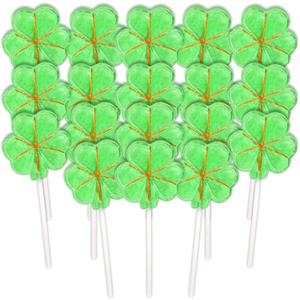 3 x Saint Patrick's Day Candy, Shamrock Lollipops, Individually Wrapped Green Clover Suckers, Party Favor Candy, 18 Pieces (EXP 11/30/26)