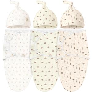 KeaBabies 3-Pack Organic Swaddles for Newborns Girls, Boys with Hats - Soft Cotton Baby Sleep Sacks 0-3 Months, Breathable Baby Hats and Swaddles 0-3 Months,Newborn Essential Must Haves(Nibbles/Bruce)