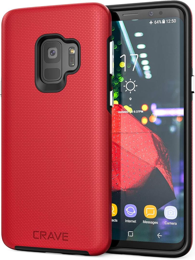Crave Dual Guard for Samsung S9 Case, Shockproof Protection Dual Layer Case for Samsung Galaxy S9 - Red