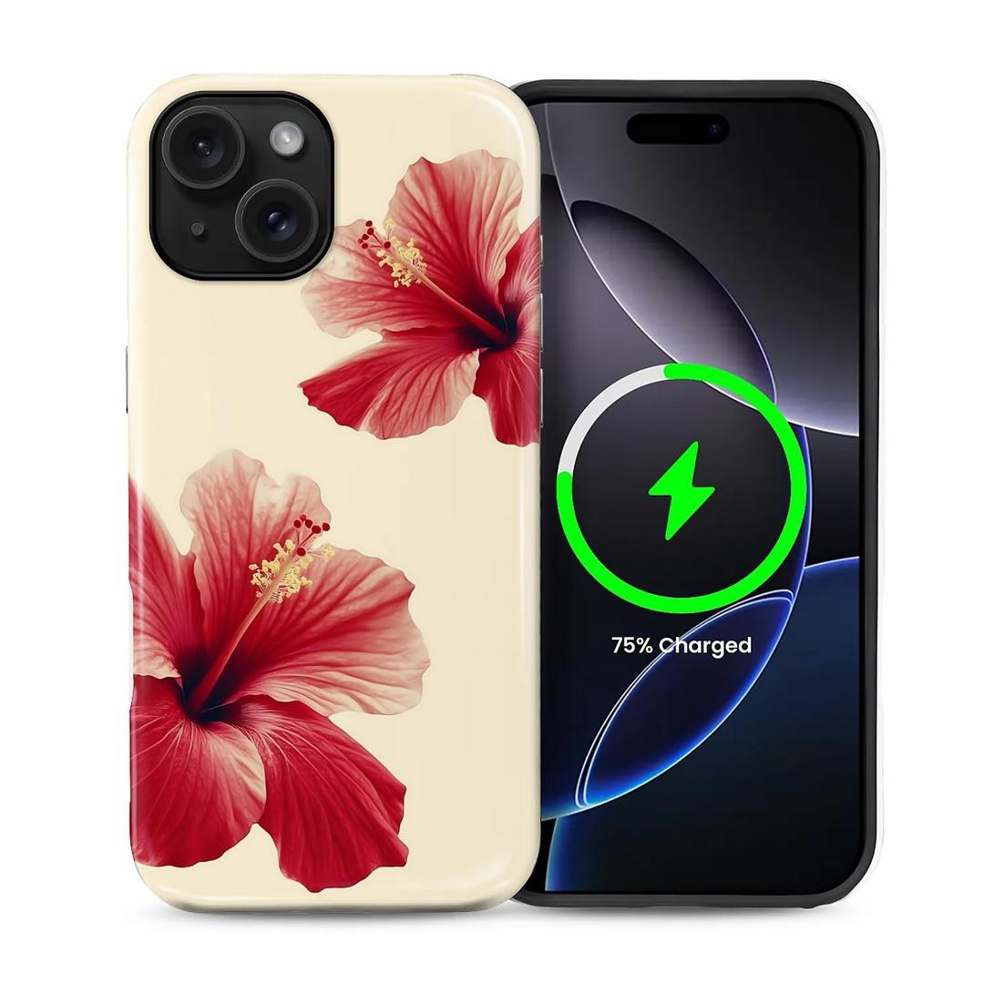 Case for iPhone 15 Plus, Magnetic Hybrid Shockproof Protective Phone Case with MagSafe Compatible Design, Hibiscus