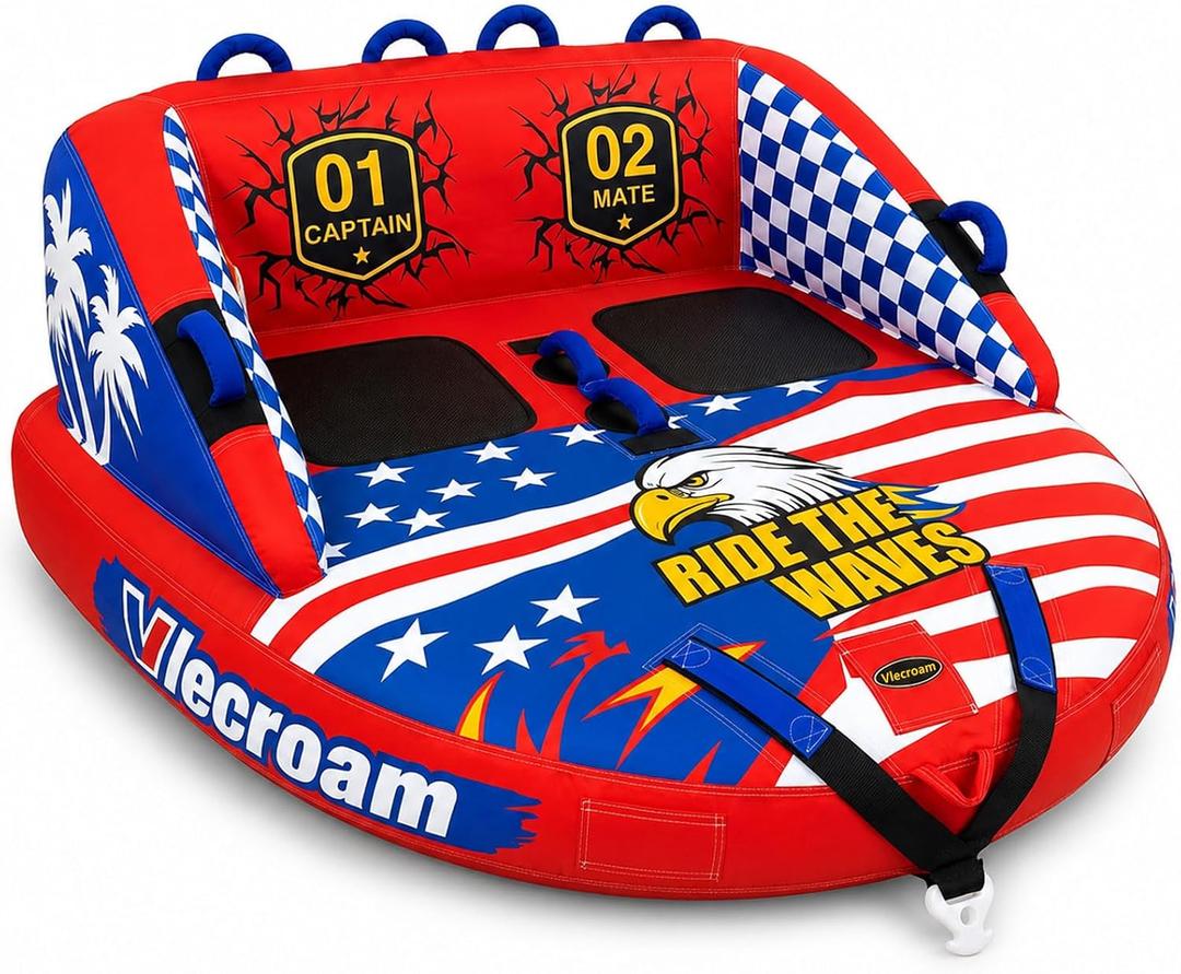 Towable Tubes for Boating 2 Person Boat Tube for Tubing with EVA Pad, Large