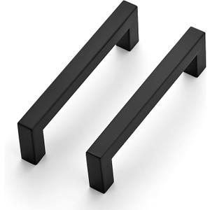 Ravinte 3 Pack 4-1/2 Inch Kitchen Square Cabinet Handles Matte Black Pulls Black Drawer Pulls Kitchen Cabinet Hardware Handles