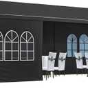 KEIKI 10x30ft Party Tent, Outdoor Canopy Tent Carport with 8 Removable Sidewalls, Wedding Event Shelter BBQ Wedding Tents for Parties, Carport, Camping, Garden, Patio, Black | with 8 Removable Sidewalls, Wedding Event Shelter BBQ Wedding Tents for Parties, Carport, Camping, Garden, Patio, Black