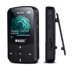 RUIZU 64GB Clip MP3 Player with Bluetooth 5.3, Portable Music Player with Voice Recorder for Sport Running, FM Radio, Pedometer, AB Repeat, Audio Video, Shuffle Playback, Support 128GB TF Card, Black
